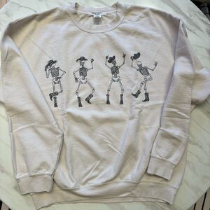 Project Social T White Crewneck with Dancing Skeletons